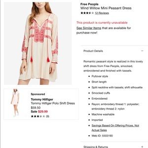 Free People Peasant Dress Large